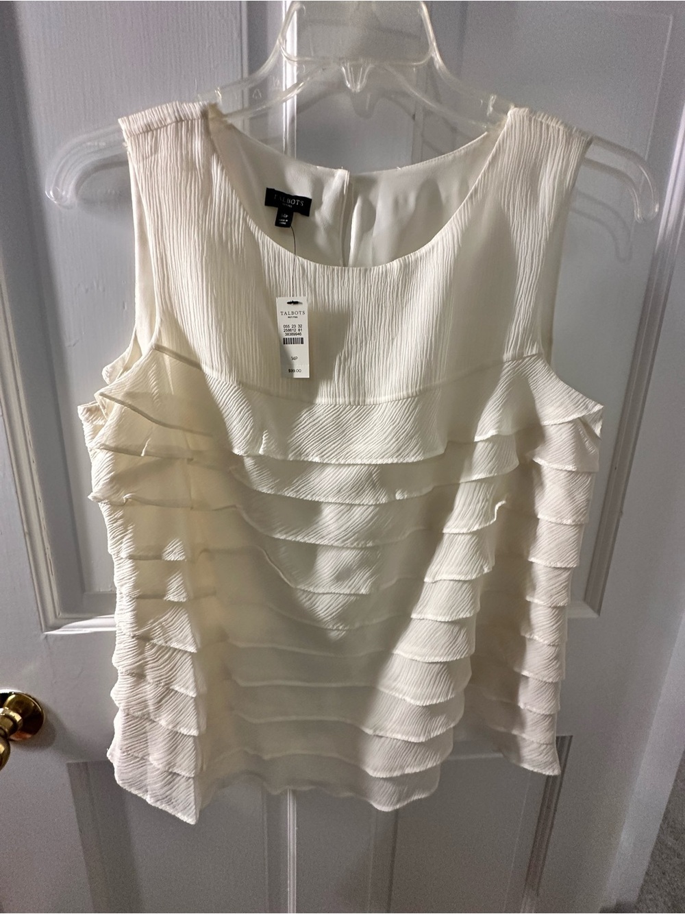 Talbots Cream Ruffle Layered Sleeveless Top